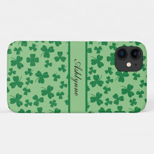 ラッキークローバーパーソナライズされたグリーンiPhone/iPadケース Case-Mate iPhoneケース (裏面(横))