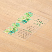 ラッキークローバーブライダルシャワー招待 アクリル招待状 (レイダウン)