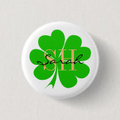 ラッキークローバーモノグラムのリーフ&シャムロック 缶バッジ (正面)