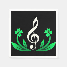 ラッキークローバー付き音楽 スタンダードカクテルナプキン