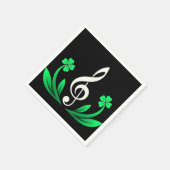 ラッキークローバー付き音楽 スタンダードカクテルナプキン (角)