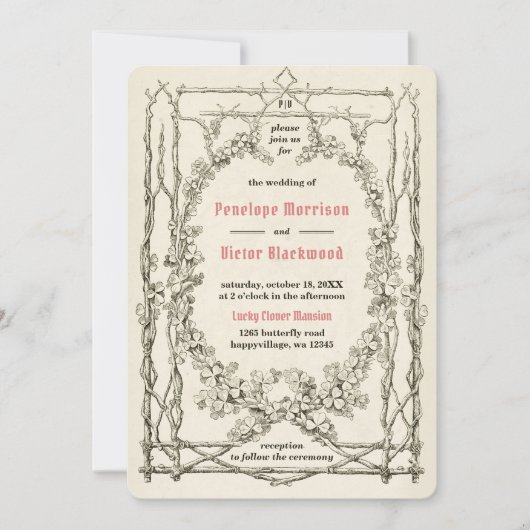 ラッキークローバー結婚式招待状 招待状 (正面)