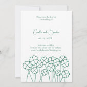 ラッキークローバー エメラルドグリーン モダンウェディング セーブザデート (裏面)