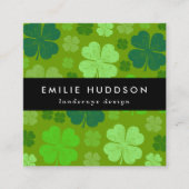ラッキークローバー、緑、ランドスケープのデザイナー、庭師 スクエア名刺 (正面)