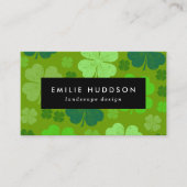 ラッキークローバー、緑、ランドスケープのデザイナー、庭師 名刺 (正面)