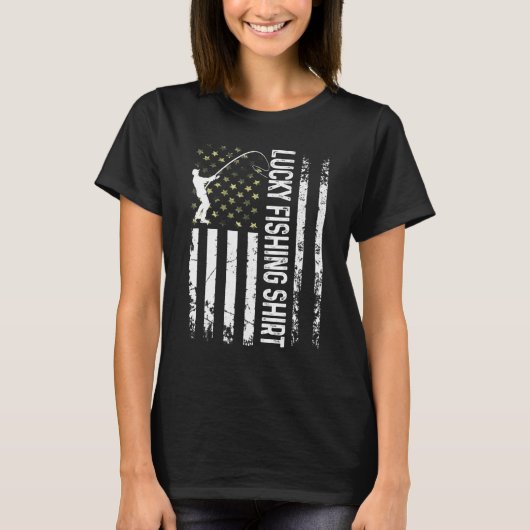 ラッキークール魚釣り魚釣りT型 Tシャツ (正面)