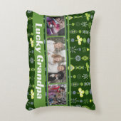 "ラッキーグランドパ"シャムロッククローバーダークグリーン写真 アクセントクッション (正面(垂直))