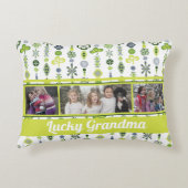 「ラッキーグランマ」シャムロッククローバーパターン写真 アクセントクッション (正面)