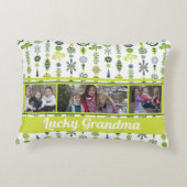 「ラッキーグランマ」シャムロッククローバーパターン写真 アクセントクッション (裏面)
