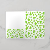 ラッキーグリーツクローバーシャムロック 箔グリーティングカード (外側レイダウン)