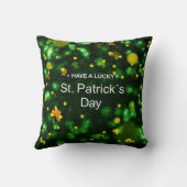 ラッキーグリーンアイリッシュシャームロックグリッターパターン クッション (裏面)