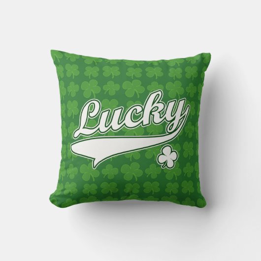 ラッキーグリーンクローバー/ホワイトリーフクローバー クッション (正面)