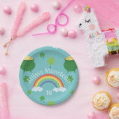 ラッキーグリーンシャムロカラフルックレインボーポットの金ゴールド ペーパープレート (パーティー)