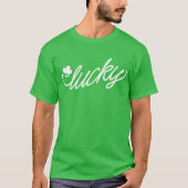 ラッキーグリーンスクリプトSt patricks day Tシャツ (正面)