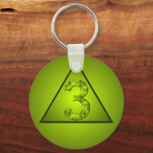 ラッキーグリーンミスティック番号三角形 キーホルダー (正面)