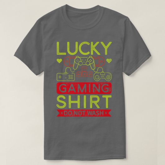 ラッキーゲームシャツがビデオゲームプレーヤーGを洗わない Tシャツ (デザイン正面)