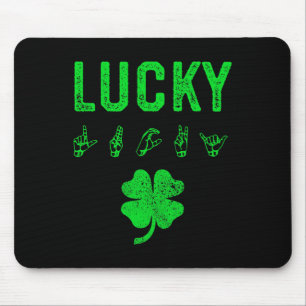 ラッキーサイン言語聴覚障害者認識度St patricks day マウスパッド