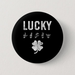 ラッキーサイン言語聴覚障害者認識度St patricks day 缶バッジ