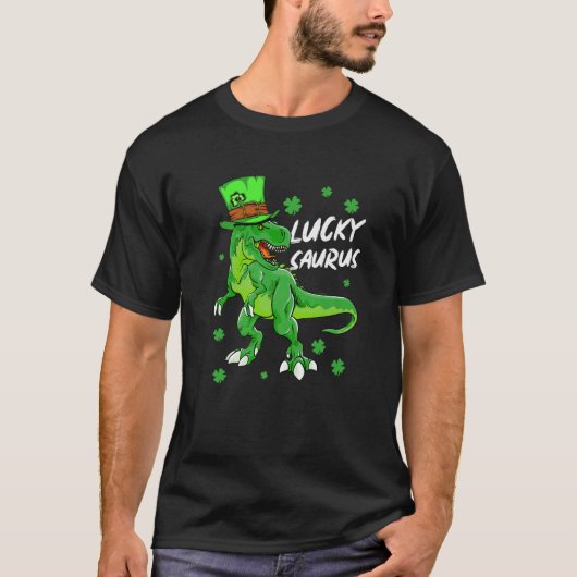 ラッキーサウおもしろいルス恐竜聖人の日 Tシャツ (正面)