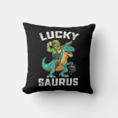 ラッキーサウルス恐竜Tレックスセントパトリックの日 クッション (正面)