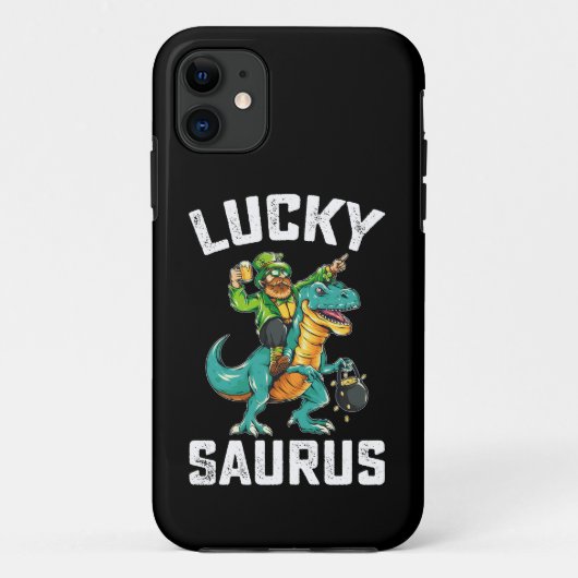 ラッキーサウルス恐竜Tレックスセントパトリックの日 Case-Mate iPhoneケース (裏面)