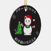 ラッキーサンタスノーキャット セラミックオーナメント (右)