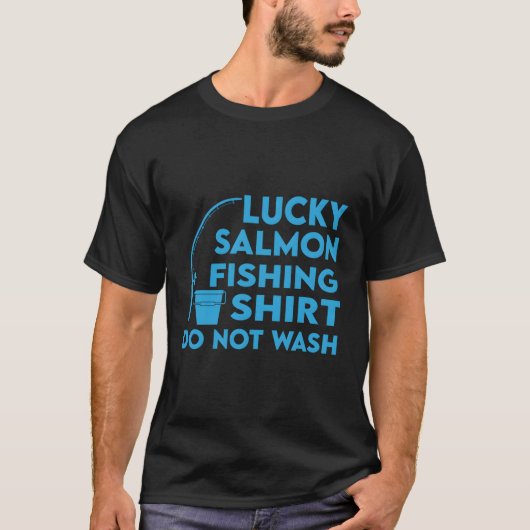 ラッキーサーモン魚釣りパシフィックサケ Tシャツ (正面)