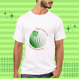 ラッキーシャムロックカスタムタイポグラフィグラフィックグリーン Tシャツ