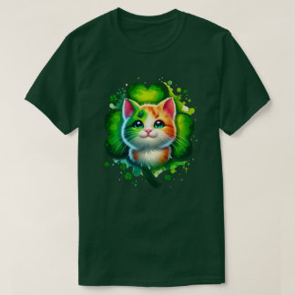 ラッキーシャムロックキャットTシャツ、セントパトリックTシャツ Tシャツ