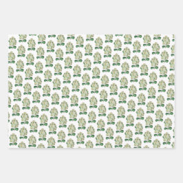ラッキーシャムロッククローバーウォーターカラーアート ラッピングペーパーシート