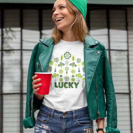 ラッキーシャムロッククローバーフローラミニマル Tシャツ