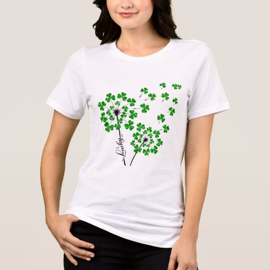 ラッキーシャムロックタンデリオンSt patricks dayアイルランド トライブレンドＴシャツ (正面)