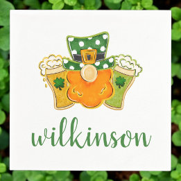 ラッキーシャムロックビアーズレプレショーンセントパトリックの名前 スタンダードカクテルナプキン