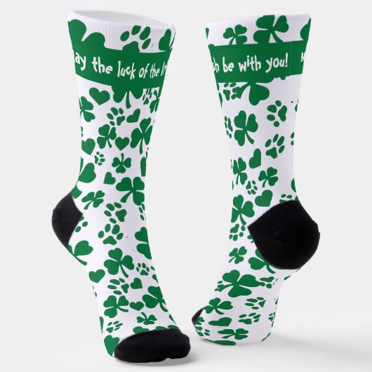 ラッキーシャムロックポープリントソックス – St. Patrick's Day ソックス (傾斜あり)