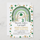 ラッキーシャムロックレインボーセントパトリックボーイ誕生日 招待状 (正面)