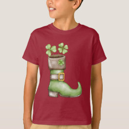 ラッキーシャムロック セントパトリックデーの子供用レインボー Tシャツ