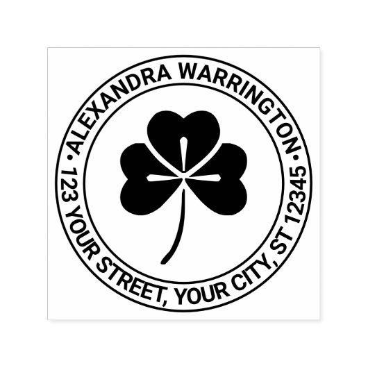 ラッキーシャムロック#4ネーム差出人住所 セルフインキングスタンプ (デザイン)