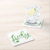 ラッキーシャムロックSt patricks day スクエアペーパーコースター (インサイチュ)
