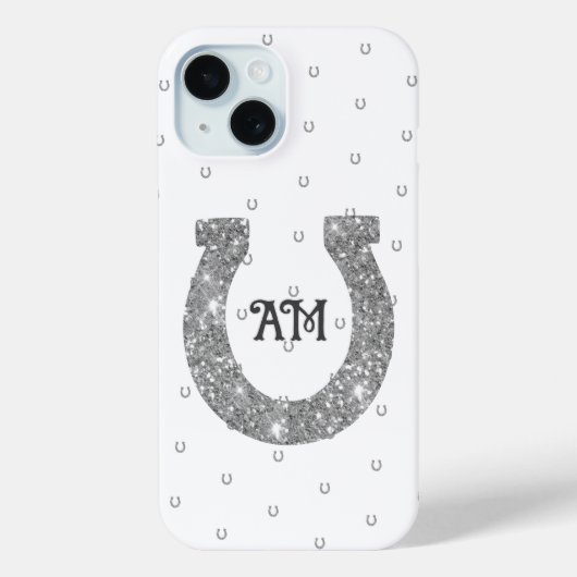 ラッキーシルバーグリッター馬蹄名イニシャル Case-Mate iPhoneケース (裏面)