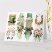 ラッキーシンボル, セントパトリックデーのグリーティングカード カード (黄色い花)