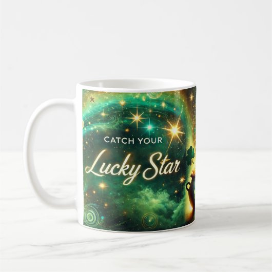 ラッキースターを掴め セレスチャルグリーンゴールド コーヒーマグカップ (左)