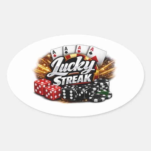 ラッキーストリークカジノステッカー 楕円形シール (正面)