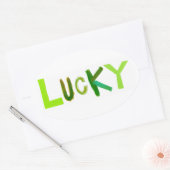 ラッキースペシャルグリーンアイリッシュおもしろいユニークワードアート 楕円形シール (封筒)