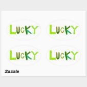 ラッキースペシャルグリーンアイリッシュおもしろいユニークワードアート 楕円形シール (シート)