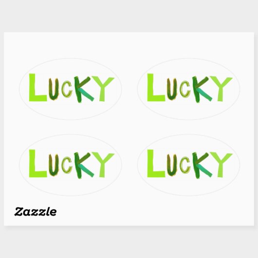 ラッキースペシャルグリーンアイリッシュおもしろいユニークワードアート 楕円形シール (シート)