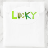 ラッキースペシャルグリーンアイリッシュおもしろいユニークワードアート 楕円形シール (バッグ)