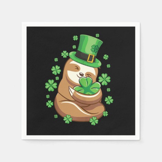 ラッキースロスSt patricks dayレプレチャンハットシャムロック スタンダードカクテルナプキン (正面)