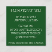 ラッキーズポテトパンケーキDeliデリカテッセン調理師シェフ スクエア名刺 (裏面)