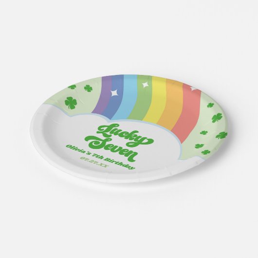 ラッキーセブンレインボークローバー7thバースデーパーティー ペーパープレート (アングル)