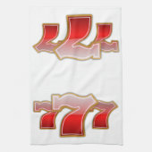 ラッキーセブン – スロットマシンのジャックポット キッチンタオル (縦)